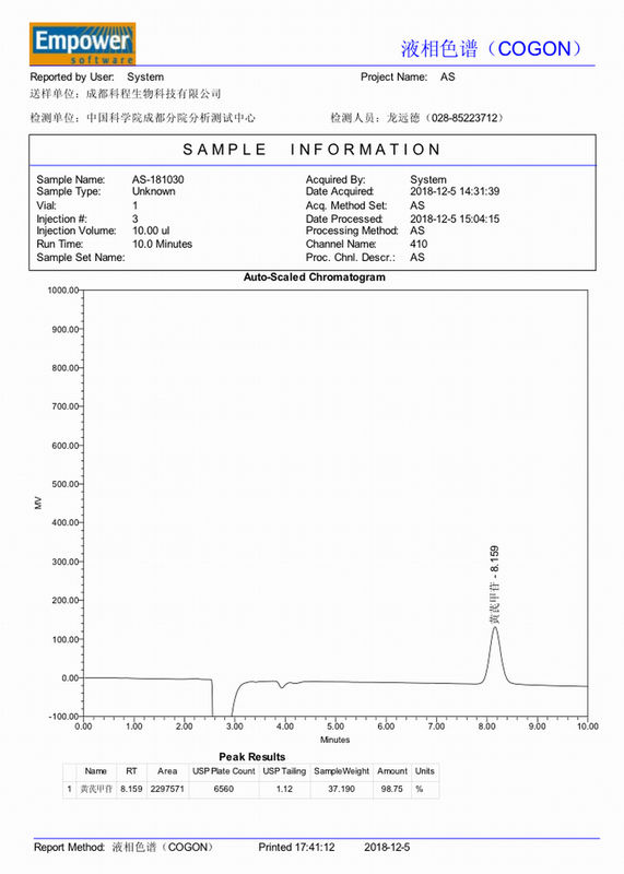 98 +% Astragaloside 4 Astragalus Root Anti - Peradangan Meningkatkan Fungsi Paru-Paru Jantung HPLC-ELSD